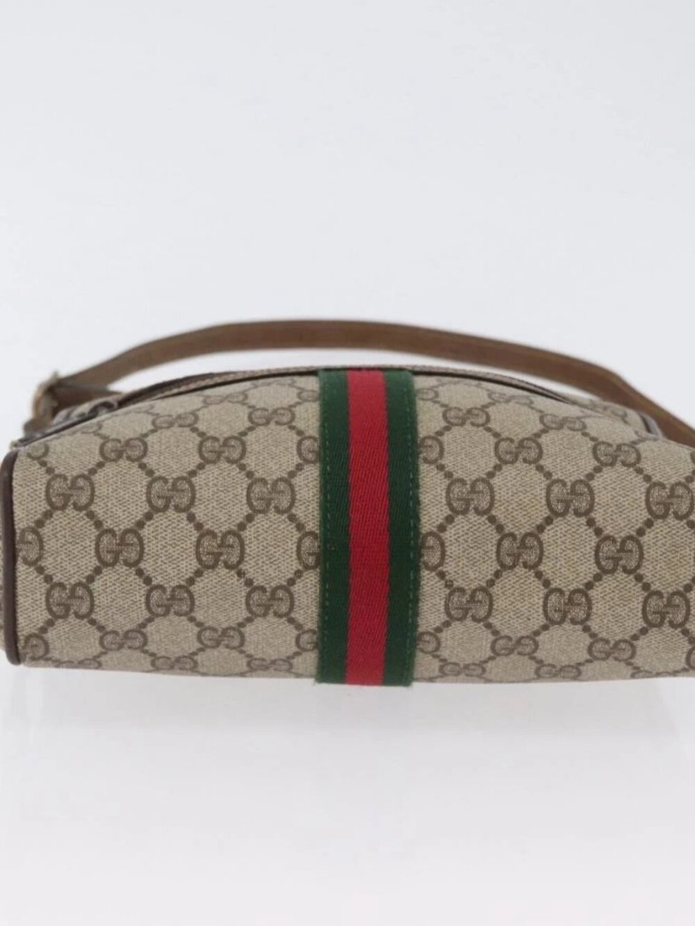GUCCI GG Supreme Web Sherry Line Bag PVC Beige Gold 001 3654 5 Auth 172680 - Picture 6 of 16